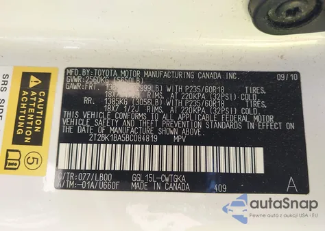 2011 Lexus Rx 350 from USA, damaged, VIN 2T2BK1BA5BC084819